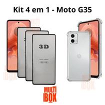 3UN Película 3D de Vidro + Capa Anti Impactos para NOVO Motorola Moto G35 5G