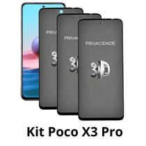 3UN Película 3D de Vidro Privacidade para Xiaomi Poco X3 Pro