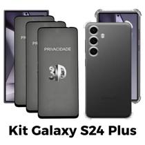3UN Película 3D Privacidade + Capa Transparente para Samsung Galaxy S24 Plus