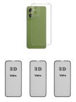 3UN Película 3D Vidro Temperado + 1UN Capa Anti Choque TPU Para Moto G06