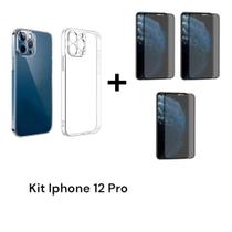 3UN Película Anti Espião 3D De Vidro Privacidade + 1UN Capa Capinha Para Iphone 12 PRO