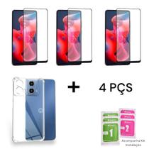 3UN Película De Cerâmica Fosca Flexível + 1UN Capa Capinha Anti Impacto Transparente Para Moto G04