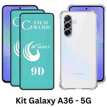 3UN Película Flexível de Cerâmica 9D + Capa Anti Choque TPU para Samsung Galaxy A36 5G