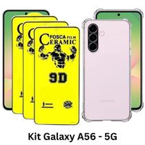 3UN Película Fosca de Cerâmica + Capa Silicone Anti Impacto TPU para Samsung Galaxy A56 5G