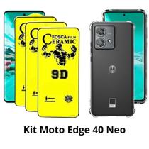3UN Película Fosca Matte de Cerâmica + 1x Capa Transparente para Motorola Moto Edge 40 Neo