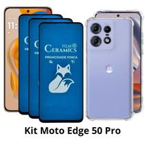3UN Película Fosca Privacidade + 1UN Capa Silicone TPU para Moto Edge 50 Pro