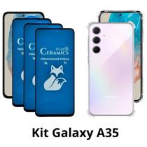 3UN Película Fosca Privacidade + 1UN Capa Transparente para Samsung Galaxy A35 3UN Película Fosca Privacidade + 1UN Capa Transparente para Samsung Galaxy A35