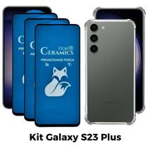 3UN Película Fosca Privacidade + Capa Transparente para Samsung Galaxy S23 Plus 3UN Película Fosca Privacidade + Capa Transparente para Samsung Galaxy S23 Plus