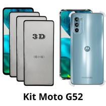3UN Película Frontal 3D de Vidro + 1UN Capa Anti Impactos para Motorola Moto G52