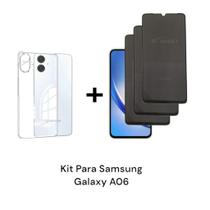 3UN Películas 3D De Vidro Privacidade + 1UN Capa Capinha Transparente Para Samsung Galaxy A06 3UN Películas 3D De Vidro Privacidade + 1UN Capa Capinha Transparente Para Samsung Galaxy A06