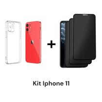 3UN Películas 3D De Vidro Privacidade Para Iphone 11 + 1UN Capa Capinha Anti Impacto