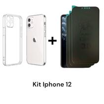 3UN Películas Anti Espião Fosca 9D + 1UN Capa Capinha Anti Impacto para Iphone 12