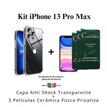3UN Películas Cerâmica Fosca Privacidade + Capa Capinha Transparente Para Iphone 13 Pro Max