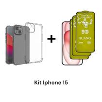 3UN Películas De Cerâmica Fosca + 1UN Capa Capinha Anti Impacto para Iphone 15