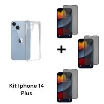 3UN Películas Privacidade 3D De Vidro Anti Espião + 1UN Capa Anti Impacto para Iphone 14 Plus