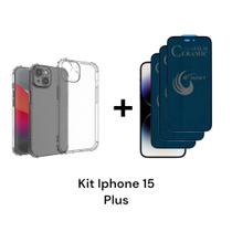 3UN Películas Privacidade Fosca Para Iphone 15 PLUS + Capa Capinha Transparente