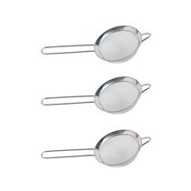 3un Peneira aço inox 13,5cm cozinha coador polvilhar