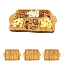 3un Petisqueira tábua retangular bambu 27 x 17cm 4 divisões