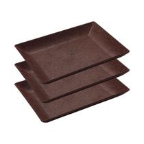 3un Petisqueira travessa Retangular 24cm Marrom Escuro 3un Petisqueira travessa Retangular 24cm Marrom Escuro