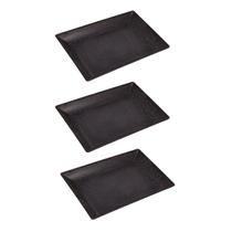 3un Petisqueira travessa Retangular 24cm Preto 3un Petisqueira travessa Retangular 24cm Preto