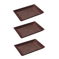 3un Petisqueira travessa Retangular 28cm Marrom Escuro 3un Petisqueira travessa Retangular 28cm Marrom Escuro