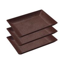 3un Petisqueira travessa Retangular 32cm Marrom Escuro 3un Petisqueira travessa Retangular 32cm Marrom Escuro
