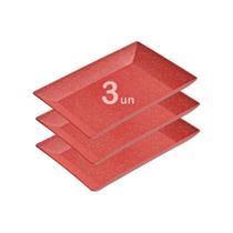 3un Petisqueira travessa Retangular servir 32cm Vermelho 3un Petisqueira travessa Retangular servir 32cm Vermelho