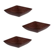 3un prato mini petisqueira quadrado aperitivos marrom escuro