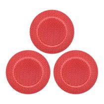 3Un Roupa Mesa Sousplat Forma de Corda Vermelho para Decoração de Natal
