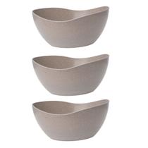 3un Tigela saladeira bowl oval 1,9lt cinza petra