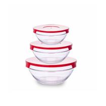 3un Tigela Vidro com tampa 3 tamanhos pote vasilha comida