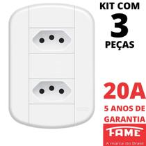 3un Tomada Padrão Dupla 2P+T 20A Com Placa Blanc Mais FAME