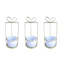 3un Vaso cerâmica com suporte metal dourado coração cachepot 3un Vaso cerâmica com suporte metal dourado coração cachepot