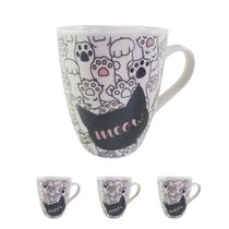 3un Xícara Cerâmica Gatinho Pets Cat 400ml Gato Patinhas 3un Xícara Cerâmica Gatinho Pets Cat 400ml Gato Patinhas