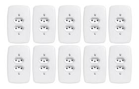 3X 10 Tomada Dupla 10A Com Placa Branca 4X2 Pluzie 1 Linha 3X 10 Tomada Dupla 10A Com Placa Branca 4X2 Pluzie 1 Linha