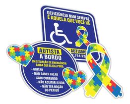3X 3 Adesivos Símbolo Autista Para Carro Pcd Autismo