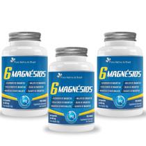 3x 6 Magnésios (Ascorbato, Bisglici, Citrato, Malato) 60 Caps Flora Nativa