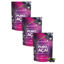 3x Açaí Em Pó Liofilizado Vegano 200g Pura Vida 100puro Açaí