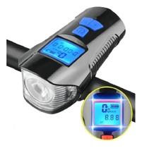 3X Acessórios Bike Lanterna Velocímetro E Buzina Potente Usb
