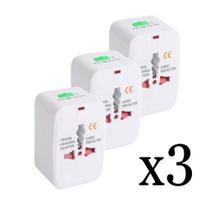 3X Adaptador de Tomada Universal Bivolt Protetor Descarga Elétrica Compatível Com + de 150 Países