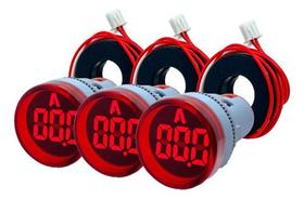 3x Amperímetro Digital 100a 22mm Vermelho Ad16-22am 60-380v