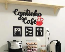 3X Aplique Cantinho Do Café Mdf Alto Relevo 4 Peças 30Cm