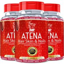 3x Atena Hair Skin Nails 150% Biotina Tratamento 90 Dias