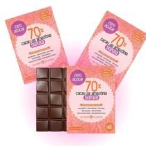 3x Barra de Chocolate Cacau Amazônia Stévia Zero Açúcar 70%