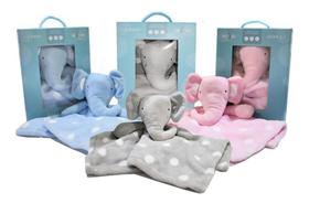 3X Bebê Naninha Pelúcia Macia Safári Elefante Rosa, Azul, Ci 3X Bebê Naninha Pelúcia Macia Safári Elefante Rosa, Azul, Ci