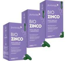 3x Bio Zinco Pura Vida - Zinco Quelado + Aminoácidos 30 Caps