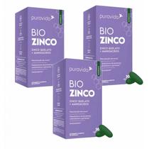 3x Bio Zinco PuraVida - Zinco Quelado + Aminoácidos