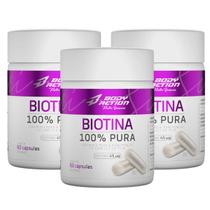 3x Biotina 100% Pura Body Action 60 Cápsulas - 3x Biotina 100% Pura Body Action 60 Cápsulas -