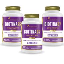 3x Biotina (B7) Cabelos e pele 150% IDR 60 Caps Flora Nativa
