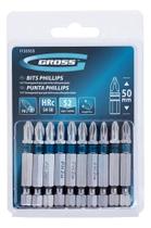 3X Bits Ph2 1/4 50Mm Aço S2 10 Peças Gross 1133555